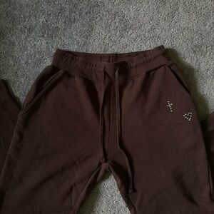 Brown Sweatpants with Gem Decal